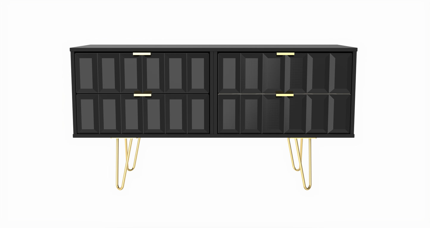Cube Large Chest of Drawers Black 4 Drawers 115cm