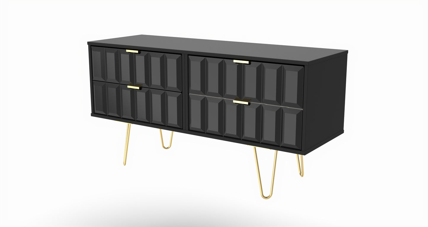 Cube Large Chest of Drawers Black 4 Drawers 115cm
