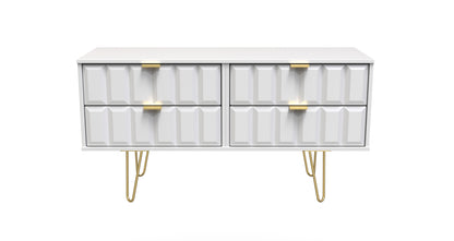 Cube Large Chest of Drawers White 4 Drawers 115cm