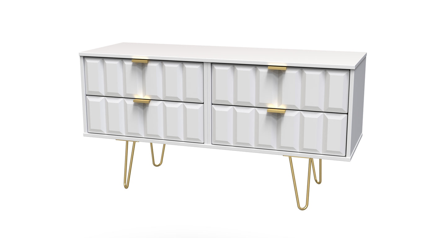 Cube Large Chest of Drawers White 4 Drawers 115cm