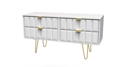 Cube Large Chest of Drawers White 4 Drawers 115cm