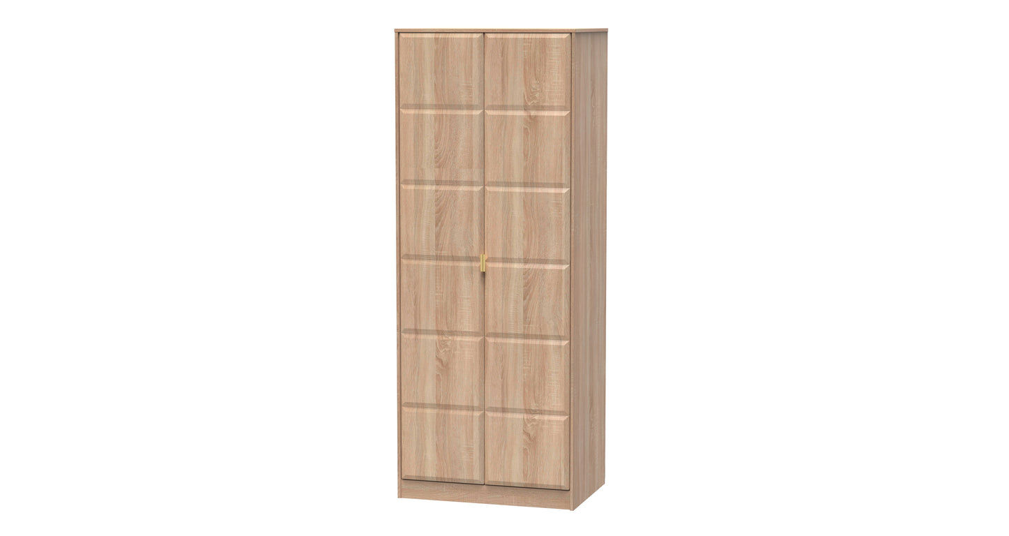 Cube Tall Wardrobe Oak 2 Doors 1 Shelf 197cm