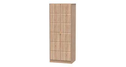 Cube Tall Wardrobe Oak 2 Doors 1 Shelf 197cm