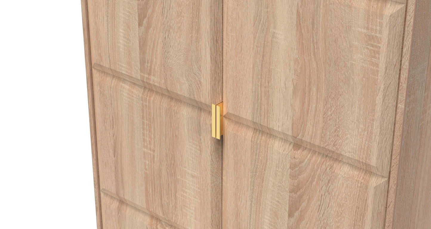 Cube Tall Wardrobe Oak 2 Doors 1 Shelf 197cm