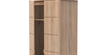 Cube Tall Wardrobe Oak 2 Doors 1 Shelf 197cm