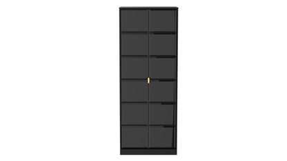 Cube Tall Wardrobe Black 2 Doors 1 Shelf 197cm