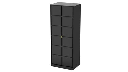 Cube Tall Wardrobe Black 2 Doors 1 Shelf 197cm