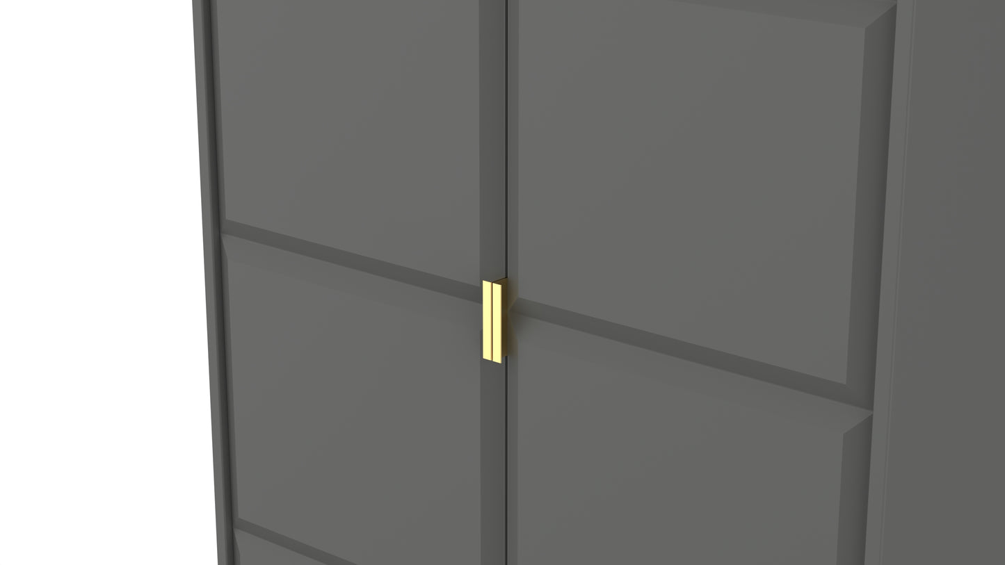 Cube Tall Wardrobe Grey 2 Doors 1 Shelf 197cm