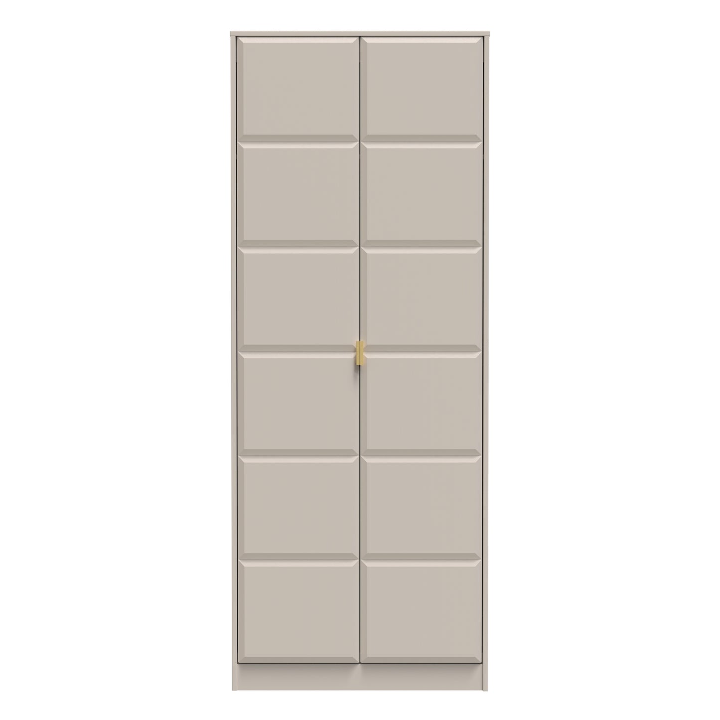 Cube Tall Wardrobe Off-White 2 Doors 1 Shelf 197cm