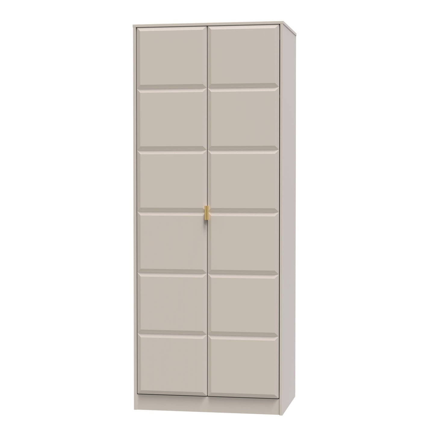 Cube Tall Wardrobe Off-White 2 Doors 1 Shelf 197cm
