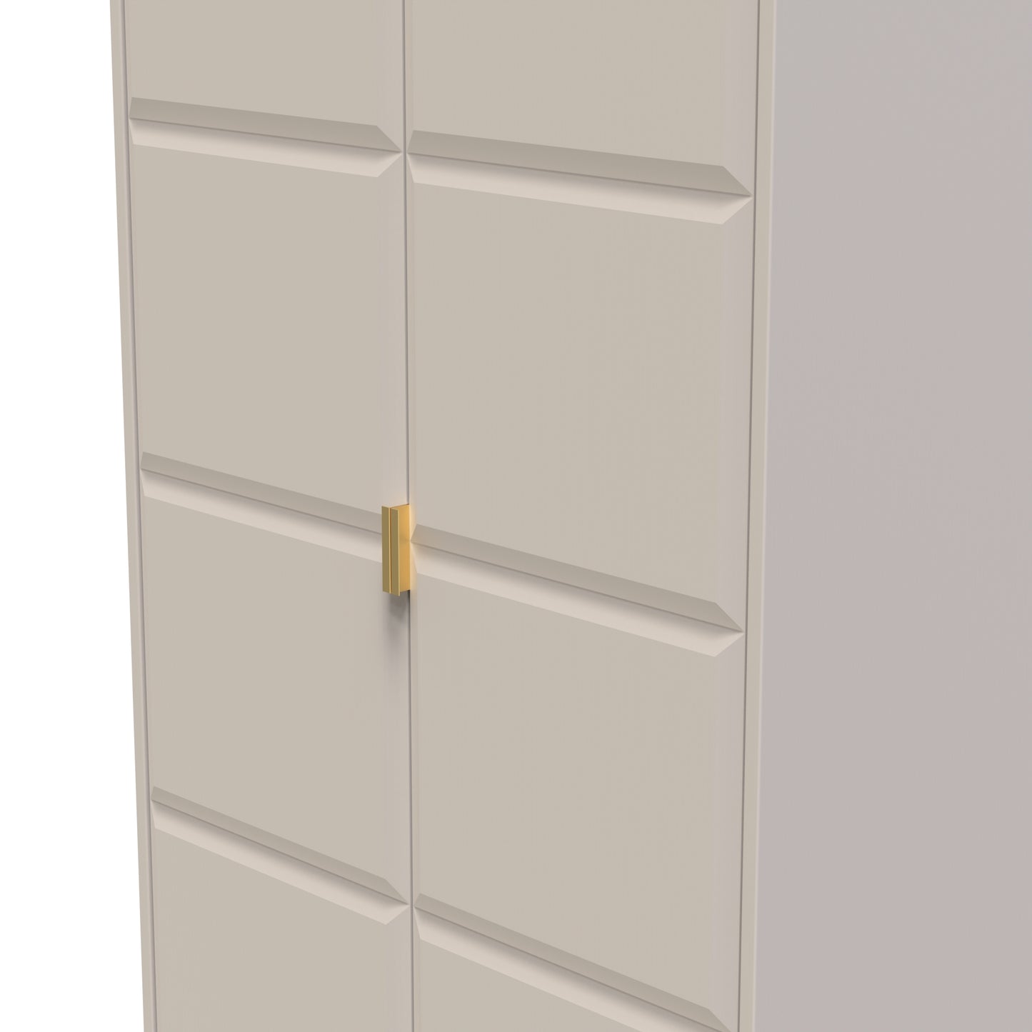 Cube Tall Wardrobe Off-White 2 Doors 1 Shelf 197cm