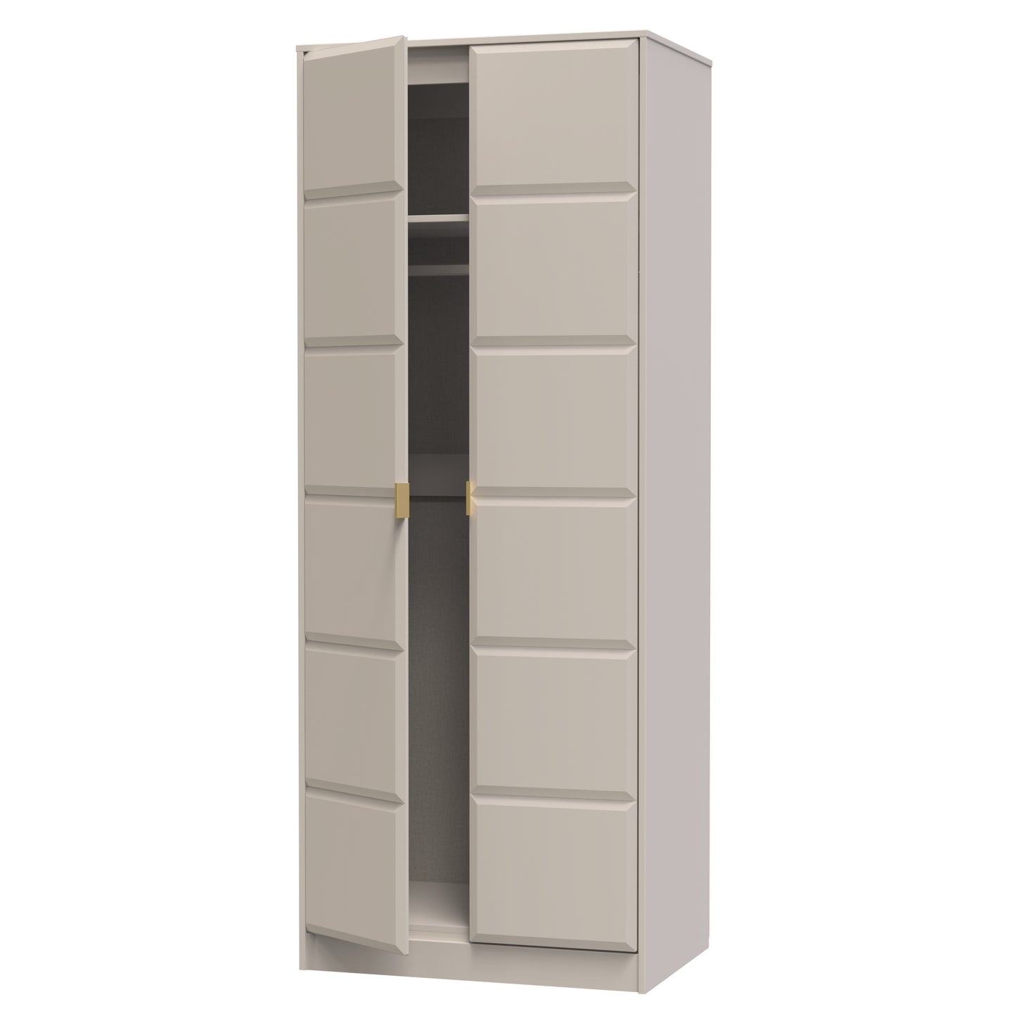 Cube Tall Wardrobe Off-White 2 Doors 1 Shelf 197cm