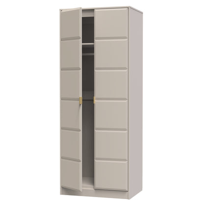 Cube Tall Wardrobe Off-White 2 Doors 1 Shelf 197cm