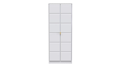 Cube Tall Wardrobe White 2 Doors 1 Shelf 197cm