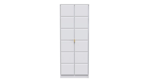 Cube Tall Wardrobe White 2 Doors 1 Shelf 197cm