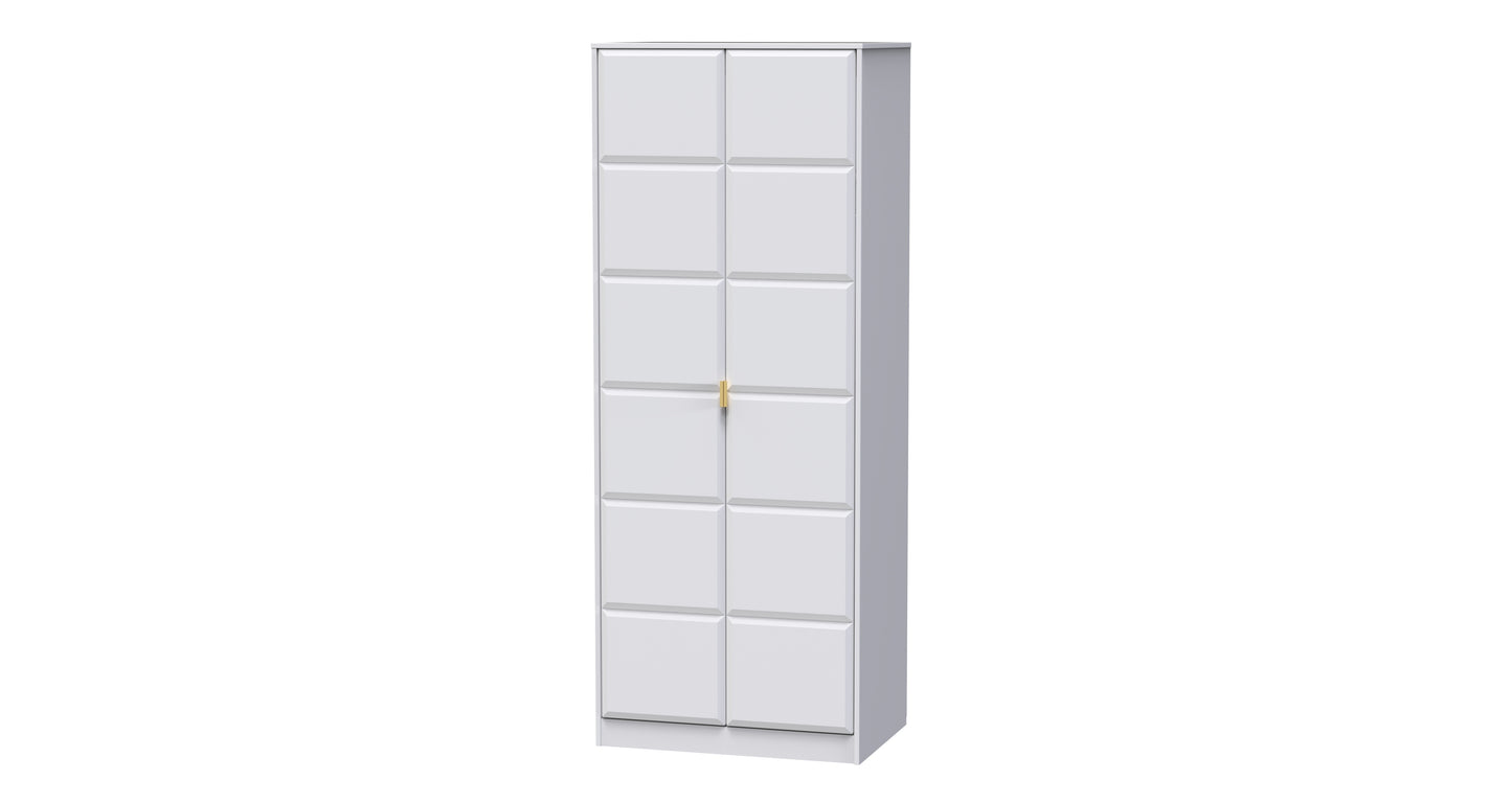 Cube Tall Wardrobe White 2 Doors 1 Shelf 197cm