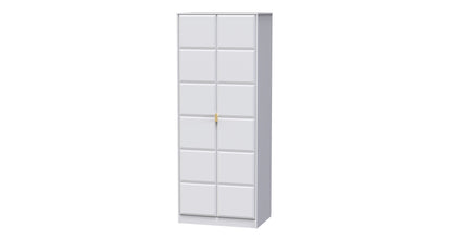 Cube Tall Wardrobe White 2 Doors 1 Shelf 197cm