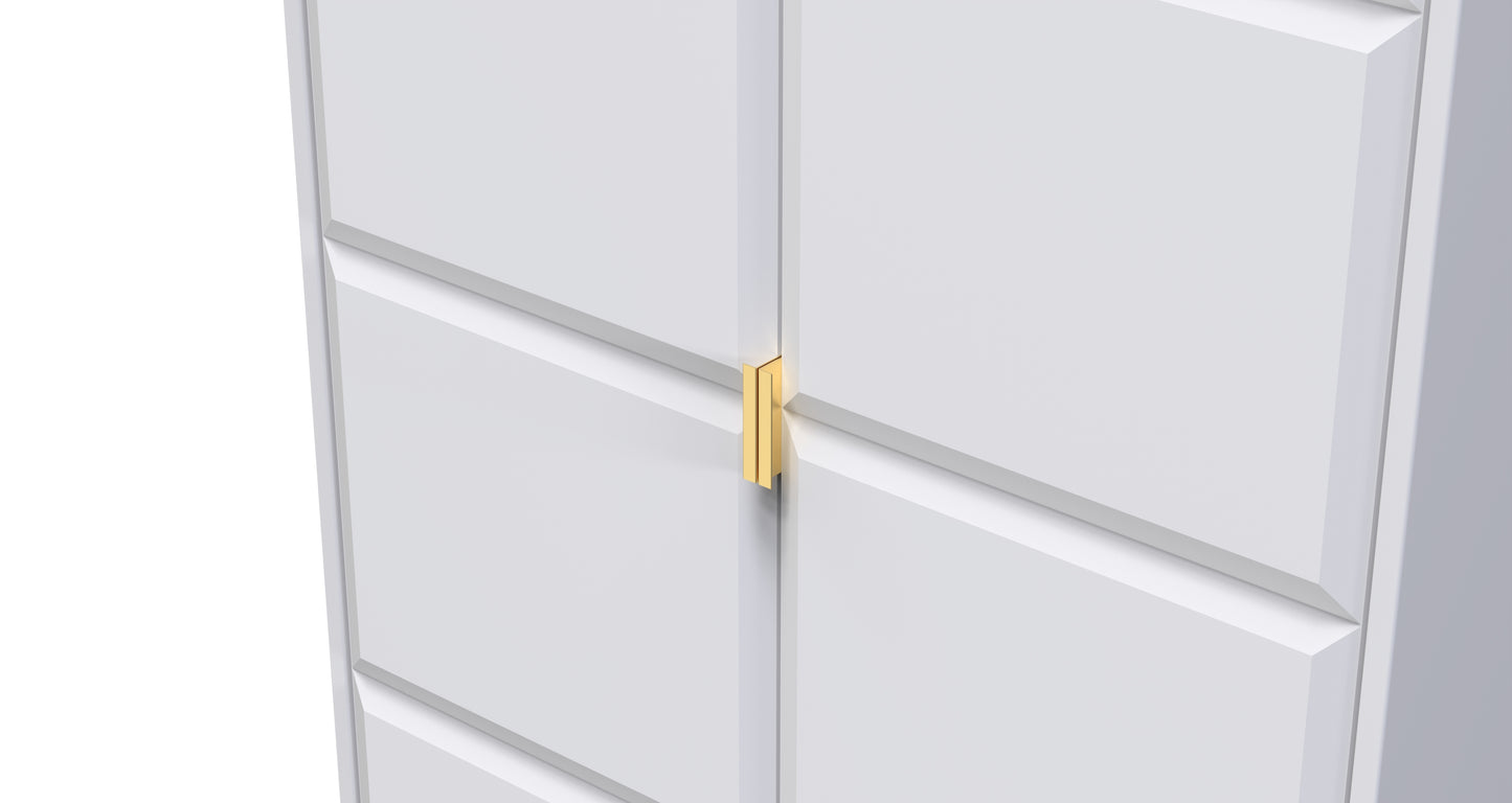 Cube Tall Wardrobe White 2 Doors 1 Shelf 197cm