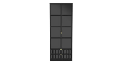 Cube Tall Wardrobe Black 2 Doors 2 Drawers 197cm