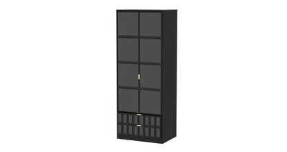 Cube Tall Wardrobe Black 2 Doors 2 Drawers 197cm