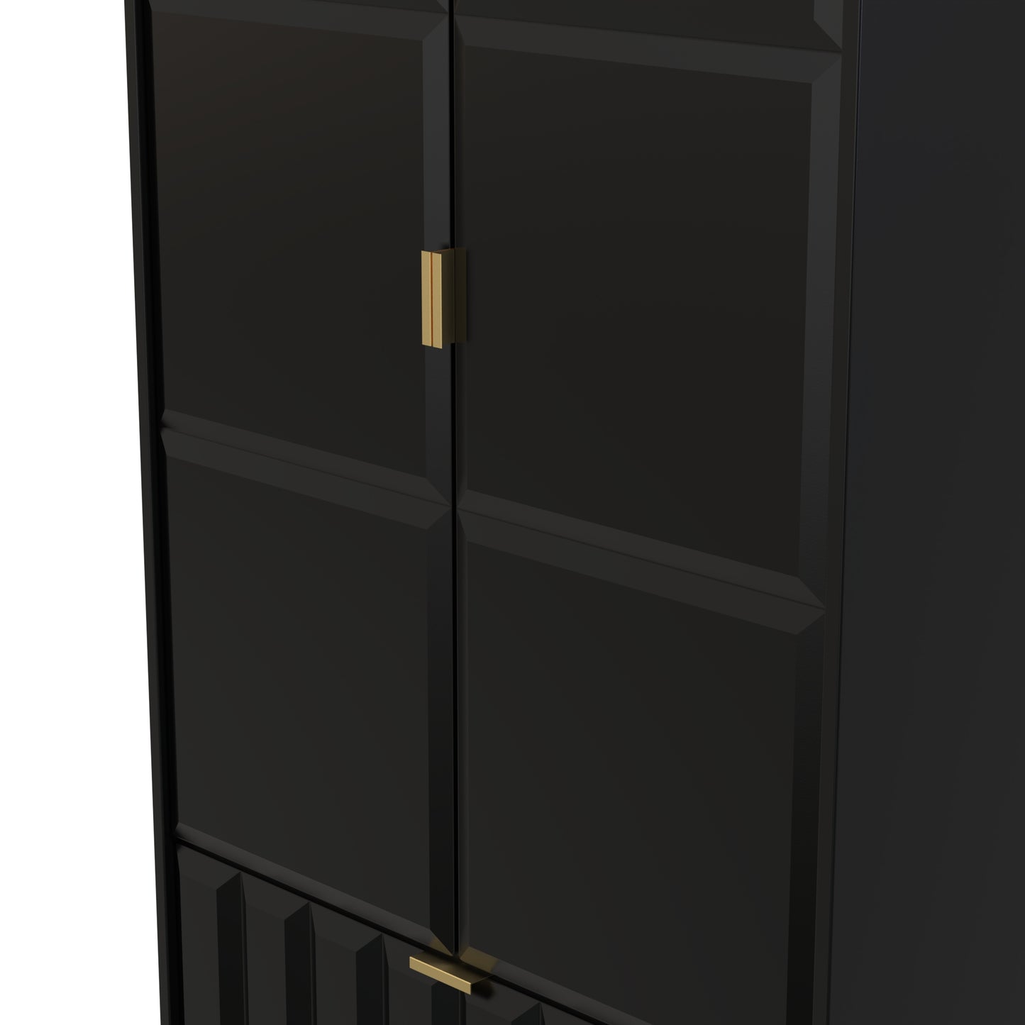 Cube Tall Wardrobe Black 2 Doors 2 Drawers 197cm
