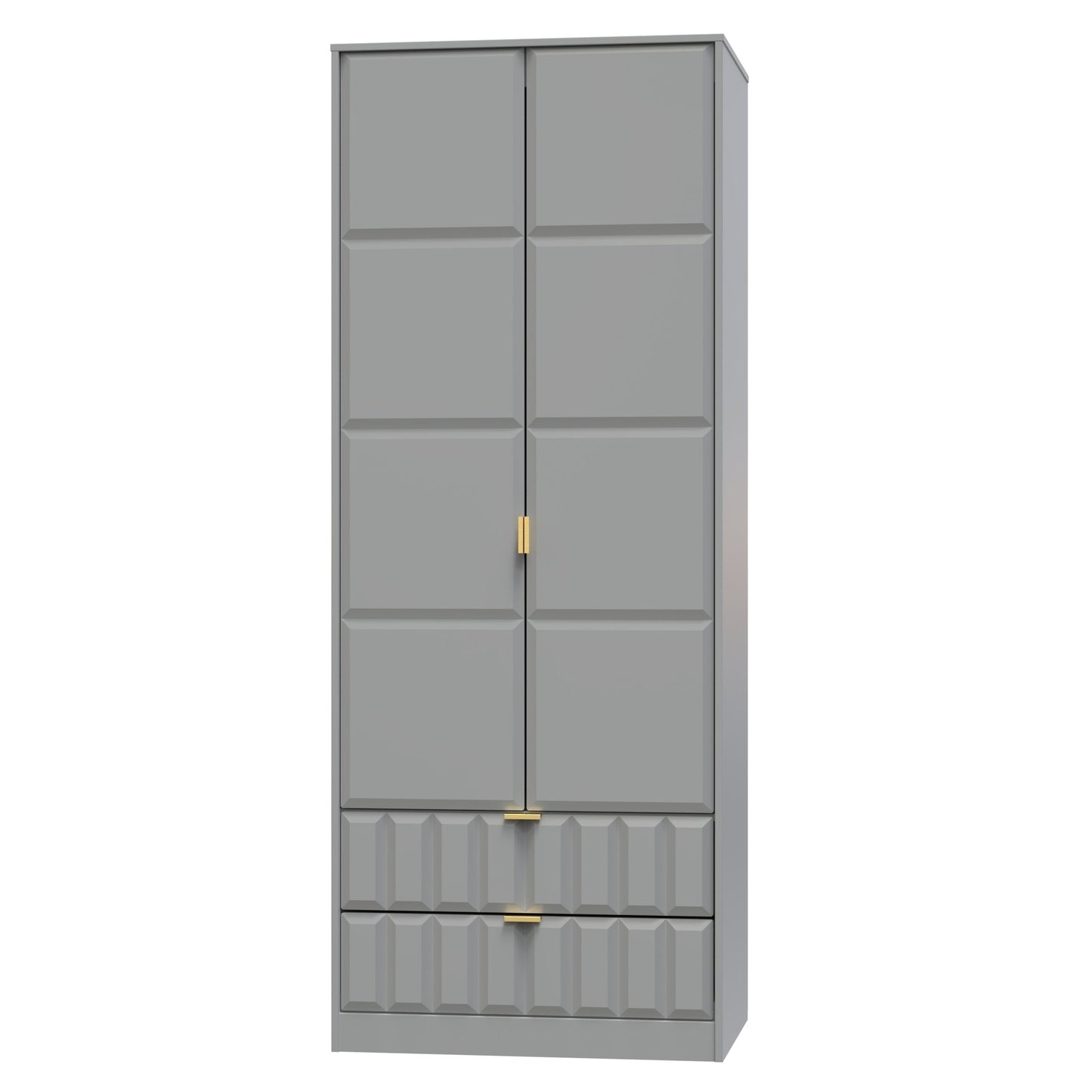 Cube Tall Wardrobe Grey 2 Doors 2 Drawers 197cm