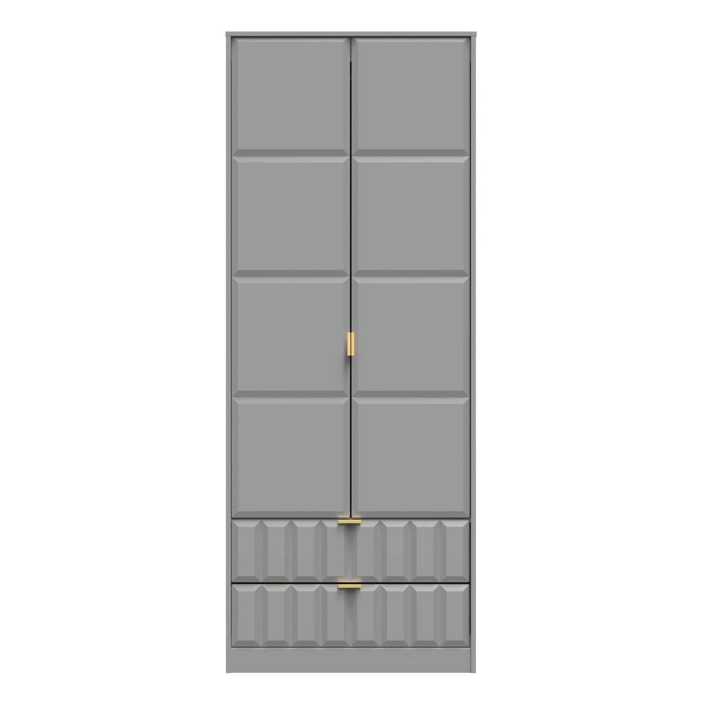 Cube Tall Wardrobe Grey 2 Doors 2 Drawers 197cm