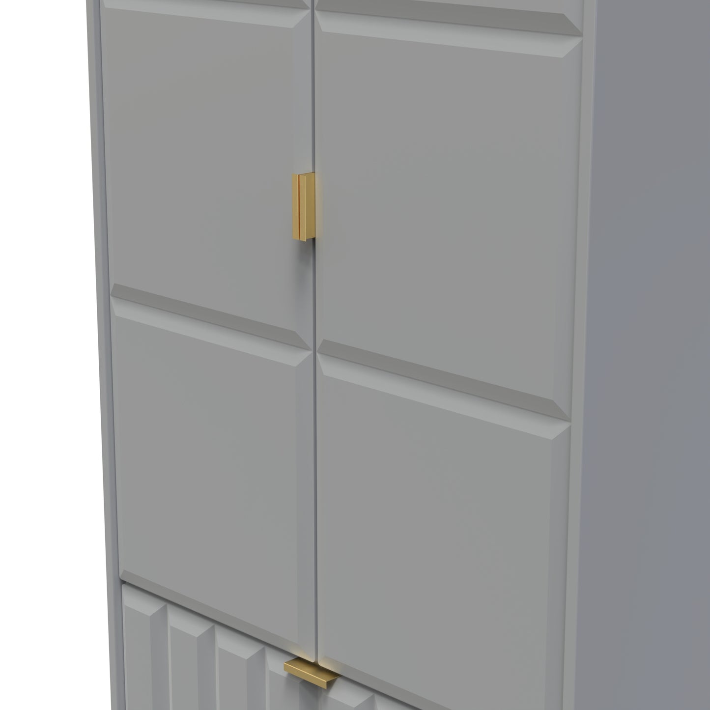 Cube Tall Wardrobe Grey 2 Doors 2 Drawers 197cm