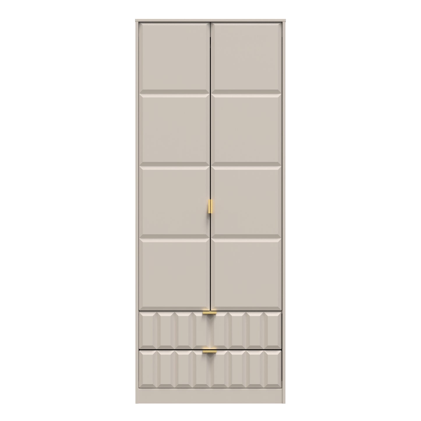Cube Tall Wardrobe Off-White 2 Doors 2 Drawers 197cm