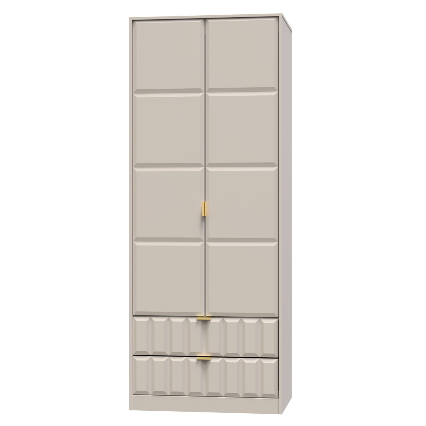 Cube Tall Wardrobe Off-White 2 Doors 2 Drawers 197cm