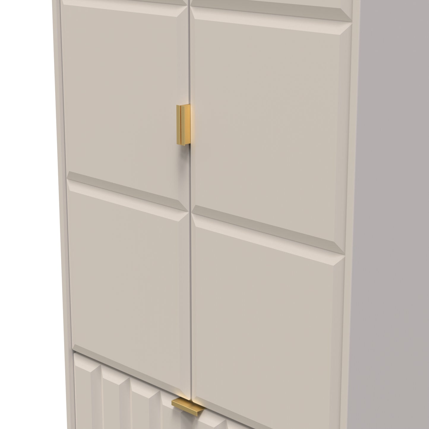 Cube Tall Wardrobe Off-White 2 Doors 2 Drawers 197cm