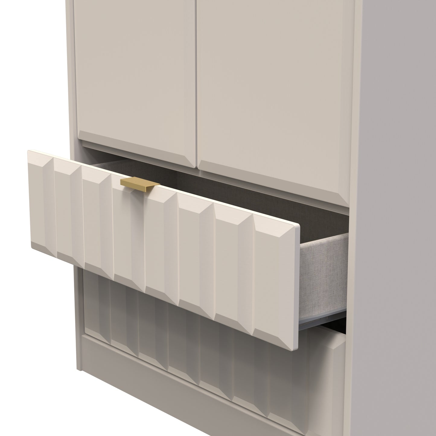 Cube Tall Wardrobe Off-White 2 Doors 2 Drawers 197cm