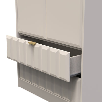 Cube Tall Wardrobe Off-White 2 Doors 2 Drawers 197cm