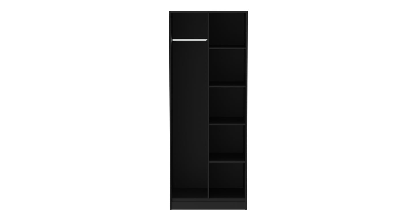 Cube Tall Wardrobe Black 5 Shelves 197cm