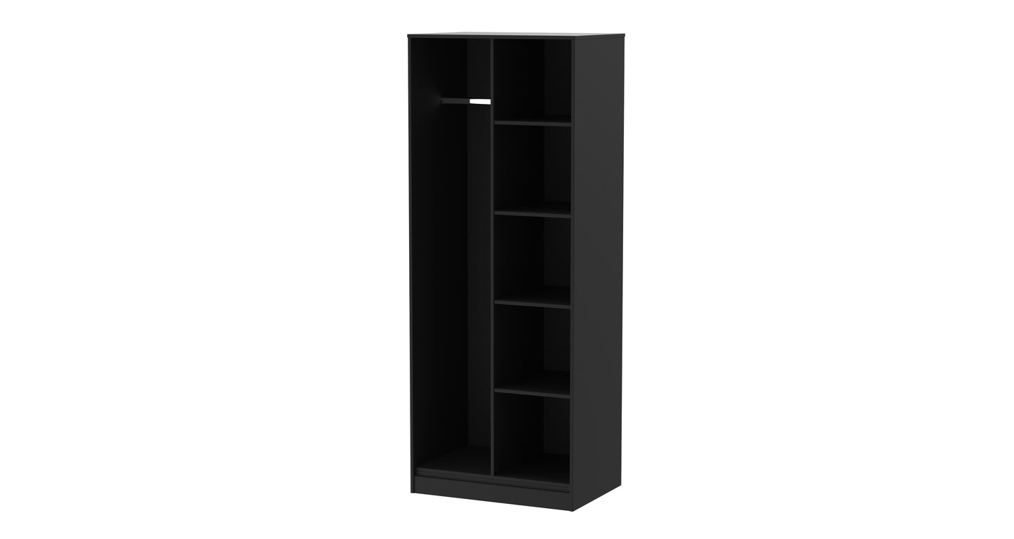 Cube Tall Wardrobe Black 5 Shelves 197cm