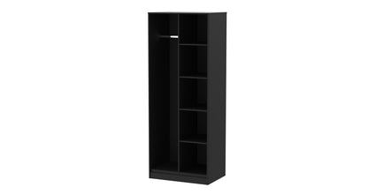 Cube Tall Wardrobe Black 5 Shelves 197cm
