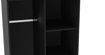Cube Tall Wardrobe Black 5 Shelves 197cm