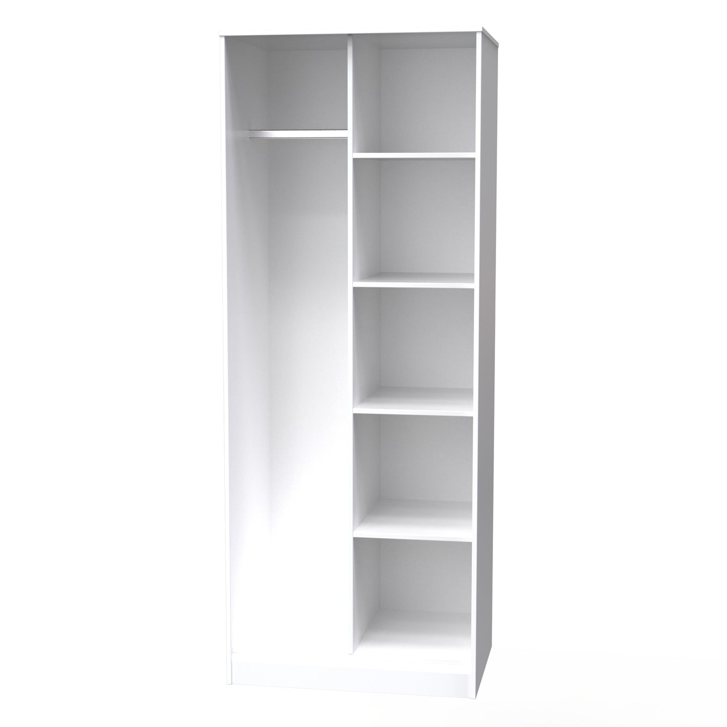 Cube Tall Wardrobe White 5 Shelves 197cm