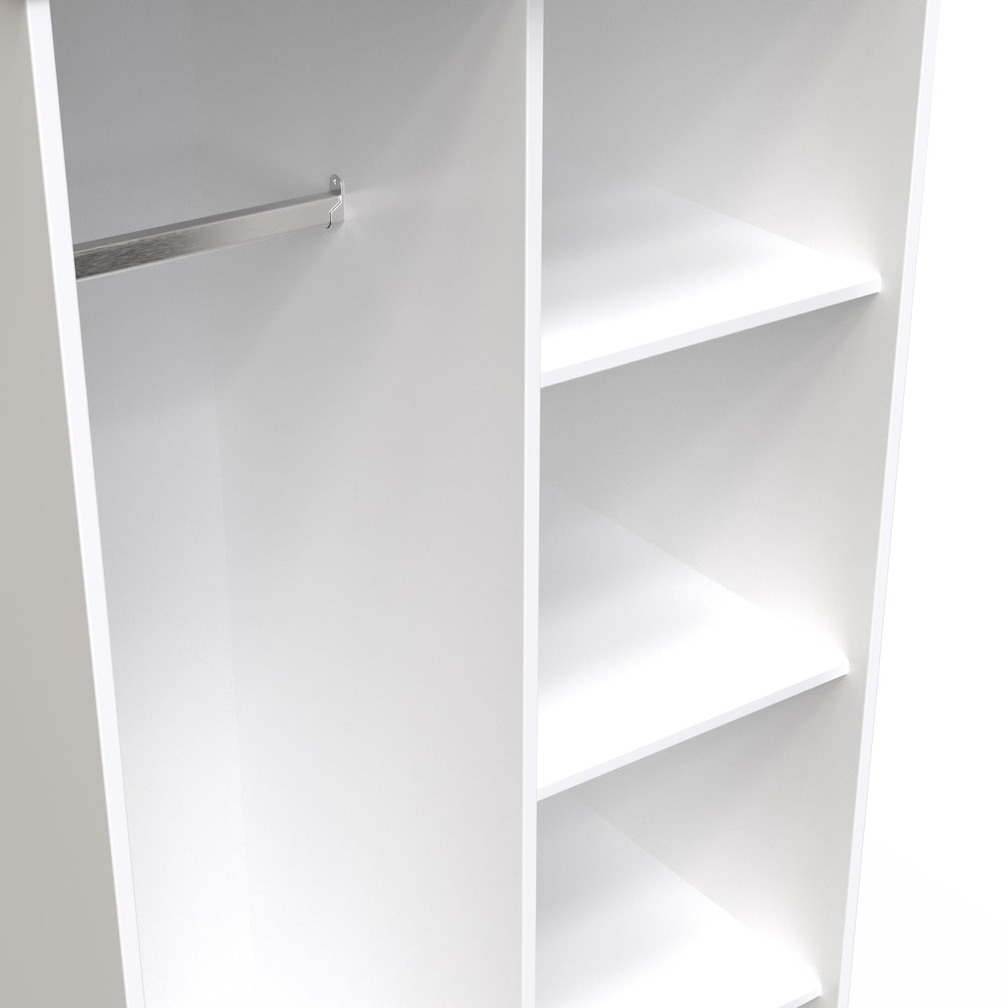 Cube Tall Wardrobe White 5 Shelves 197cm