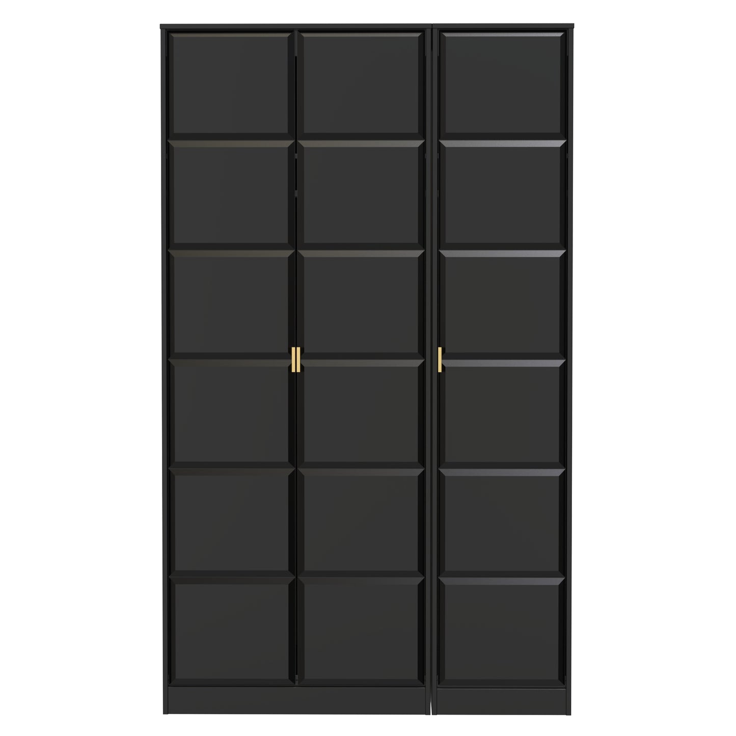 Cube Tall Wardrobe Black 3 Doors 1 Shelf 198cm