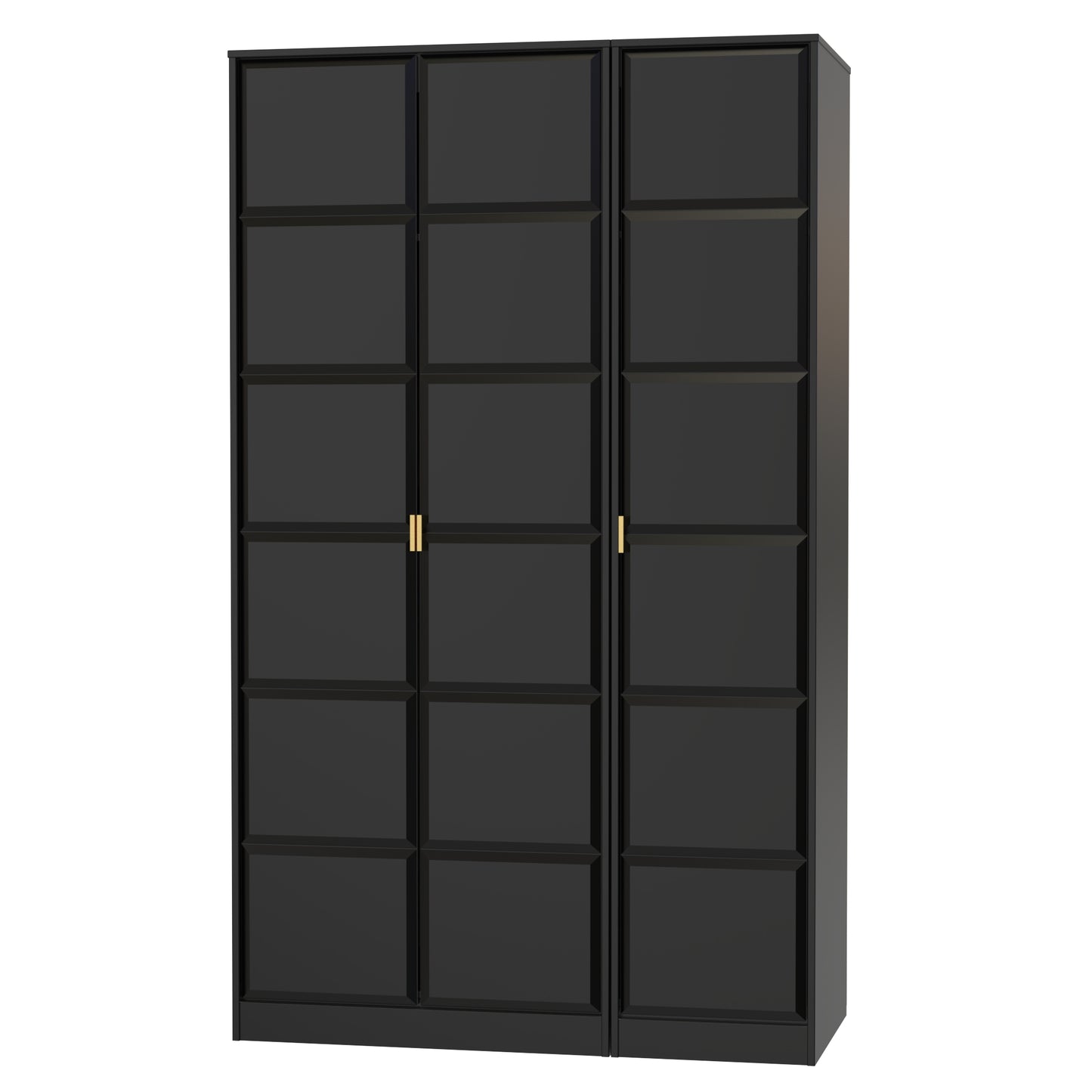 Cube Tall Wardrobe Black 3 Doors 1 Shelf 198cm