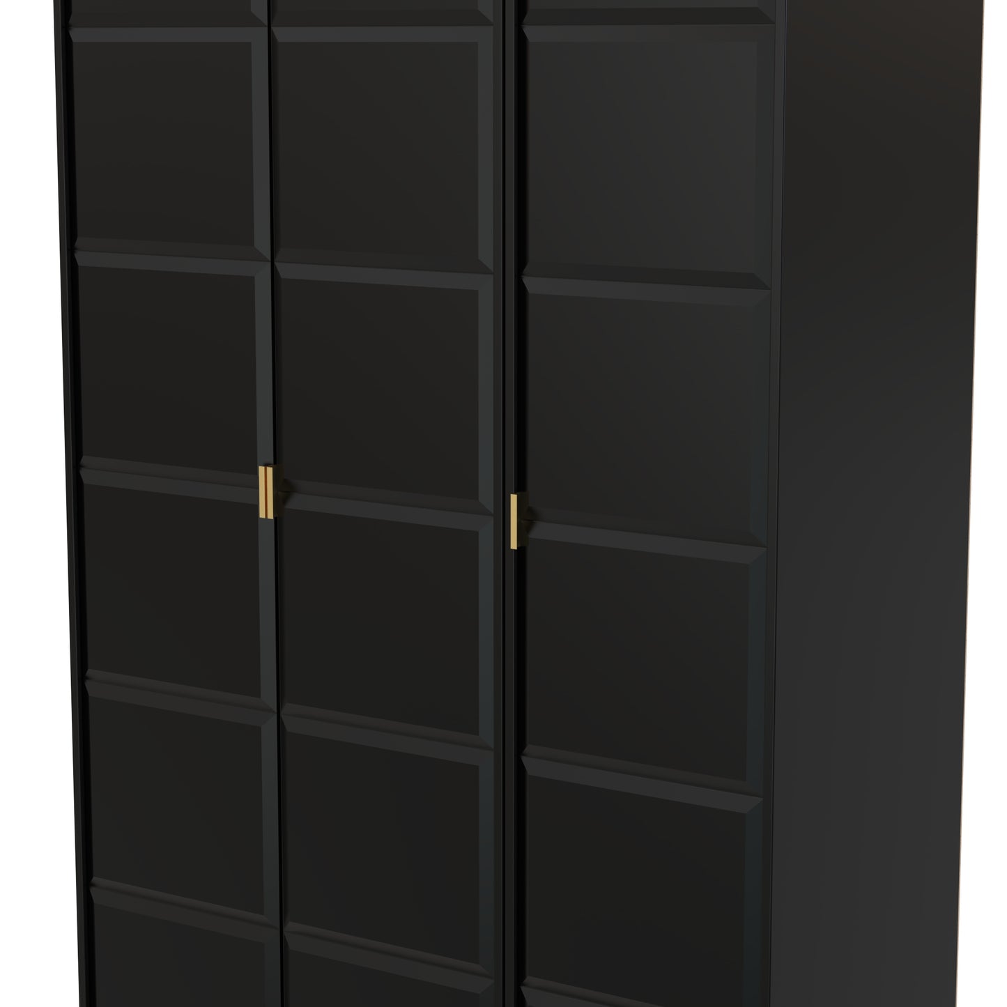 Cube Tall Wardrobe Black 3 Doors 1 Shelf 198cm