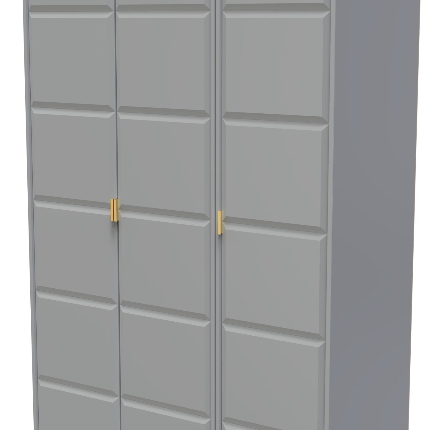 Cube Tall Wardrobe Grey 3 Doors 1 Shelf 198cm