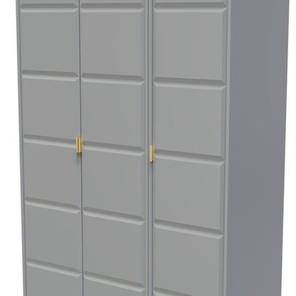 Cube Tall Wardrobe Grey 3 Doors 1 Shelf 198cm