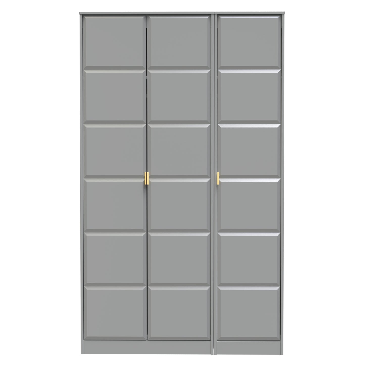 Cube Tall Wardrobe Grey 3 Doors 1 Shelf 198cm