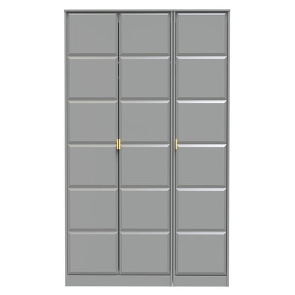 Cube Tall Wardrobe Grey 3 Doors 1 Shelf 198cm