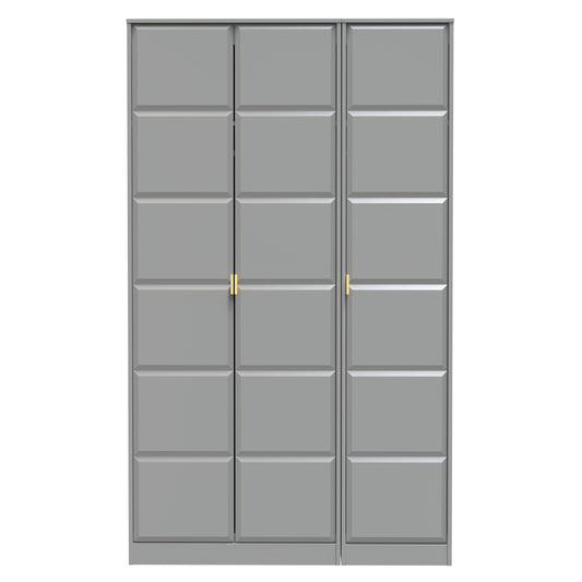Cube Tall Wardrobe Grey 3 Doors 1 Shelf 198cm