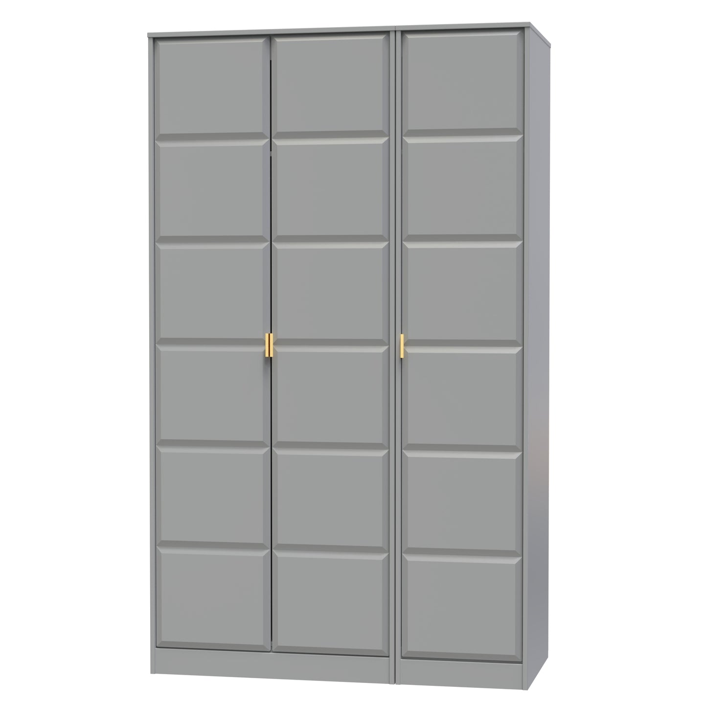 Cube Tall Wardrobe Grey 3 Doors 1 Shelf 198cm