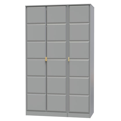 Cube Tall Wardrobe Grey 3 Doors 1 Shelf 198cm