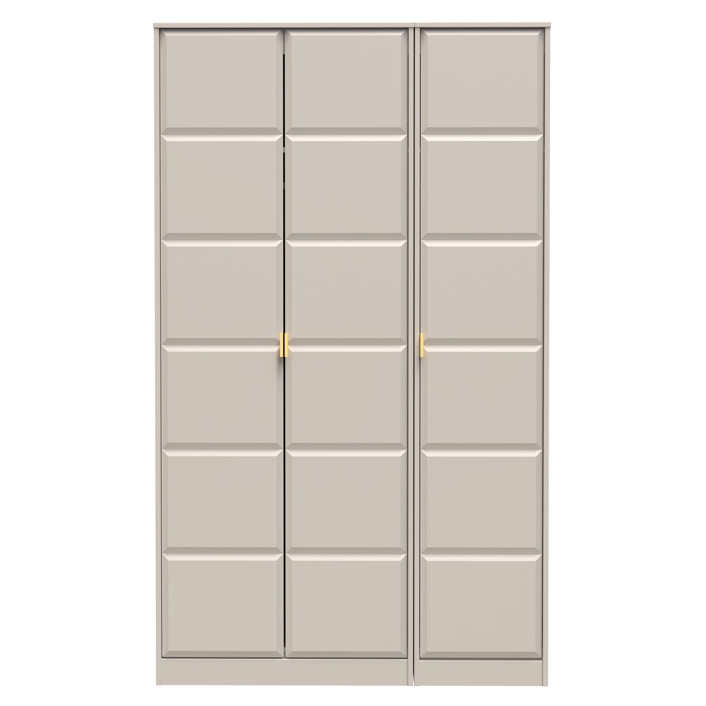 Cube Tall Wardrobe Off-White 3 Doors 1 Shelf 198cm